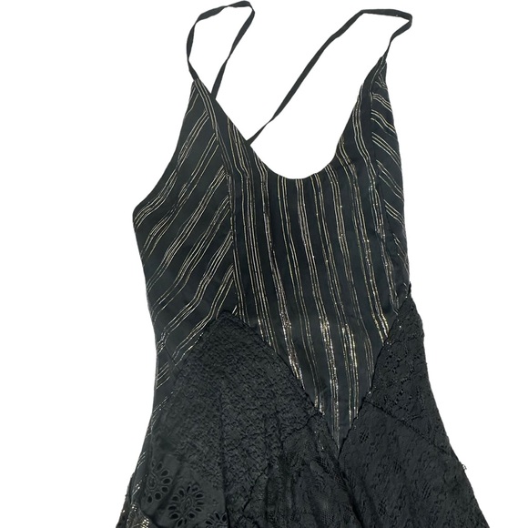 NWT Free People One Black Lace/metallic Aurella Maxi Dress black S - Picture 6 of 13